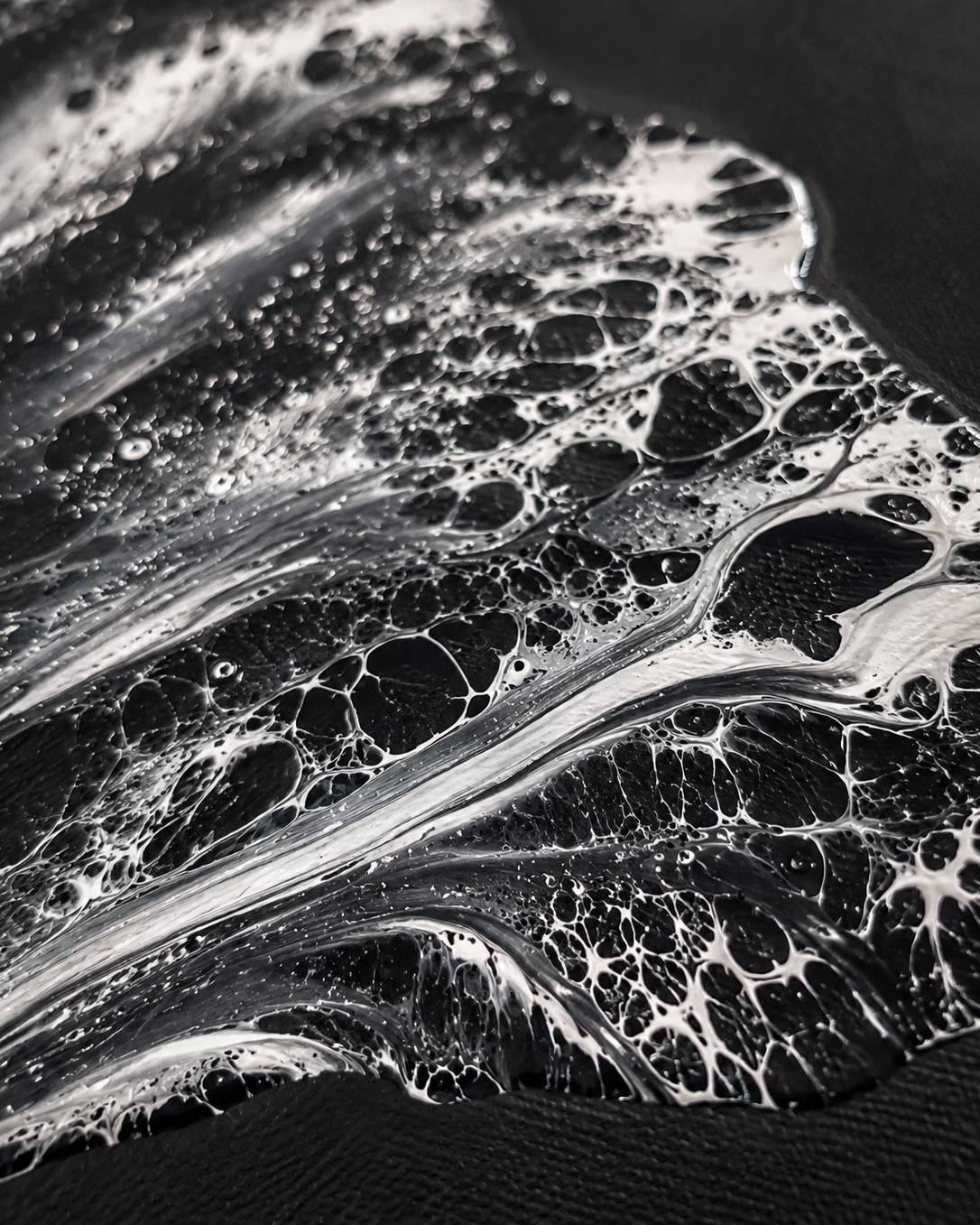 Détail de peinture abstraite acrylique en noir et blanc